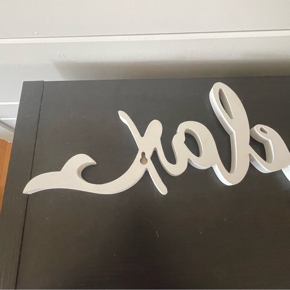 $15 SALE Elegant White Relax Script Wall Art Beach Ocean Wave Mermaid Tail Wood - Picture 5 of 9